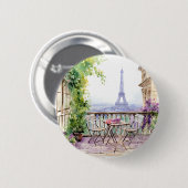 Watercolor Eifel Tower Paris Button (Vorne & Hinten)