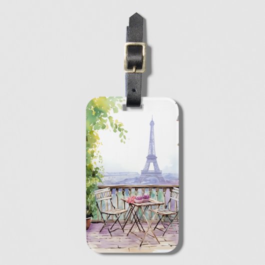Watercolor Eifel Tower Paris Gepäckanhänger (Vorderseite Vertikal)
