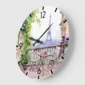 Watercolor Eifel Tower Paris Große Wanduhr (Winkel)