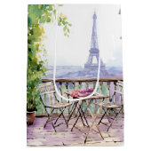 Watercolor Eifel Tower Paris Mittlere Geschenktüte (Rückseite)
