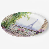 Watercolor Eifel Tower Paris Pappteller (Schrägansicht)