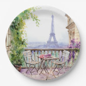 Watercolor Eifel Tower Paris Pappteller (Vorderseite)