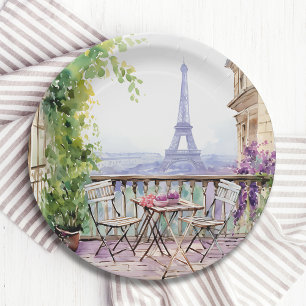 Watercolor Eifel Tower Paris Pappteller