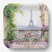 Watercolor Eifel Tower Paris Pappteller (Vorderseite)