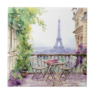 Watercolor Eiffel Tower Paris Fliese