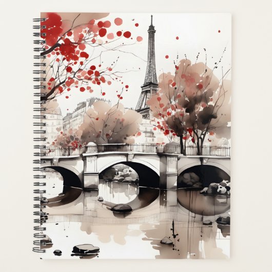 Watercolor Eiffel Tower Paris Frankreich Planer (Vorderseite)