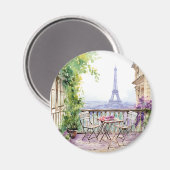 Watercolor Eiffel Tower Paris French Cafe Magnet (Vorderseite/Rückseite)