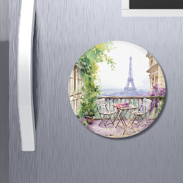 Watercolor Eiffel Tower Paris French Cafe Magnet