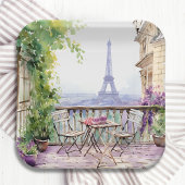 Watercolor Eiffel Tower Paris French Cafe Pappteller
