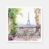 Watercolor Eiffel Tower Paris French Cafe Serviette (Vorderseite)