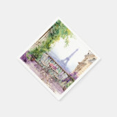 Watercolor Eiffel Tower Paris French Cafe Serviette (Ecke)