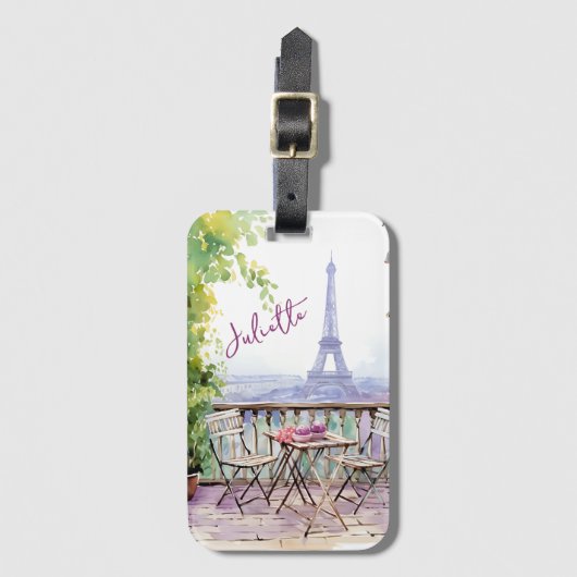 Watercolor Eiffel Tower Paris Gepäckanhänger (Vorderseite Vertikal)
