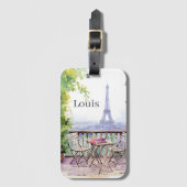 Watercolor Eiffel Tower Paris Gepäckanhänger (Vorderseite Vertikal)