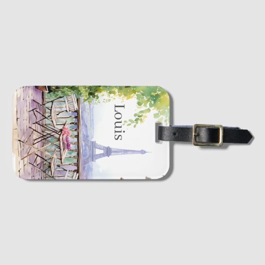 Watercolor Eiffel Tower Paris Gepäckanhänger (Vorderseite (Horizontal))