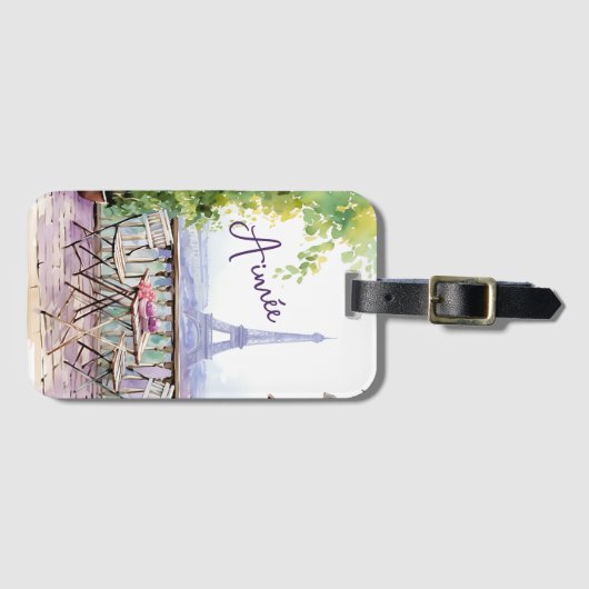 Watercolor Eiffel Tower Paris Gepäckanhänger (Vorderseite (Horizontal))