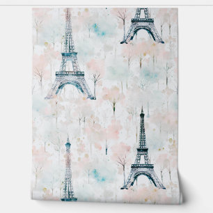 Watercolor Eiffel Tower Paris Pastel Tapete