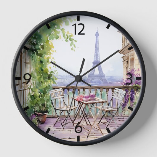 Watercolor Eiffel Tower Paris Uhr (Vorderseite)