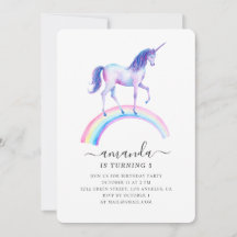 Watercolor Einhorn Geburtstagsparty. Baby Mädchen