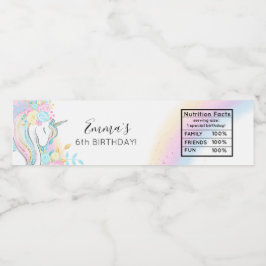 Watercolor Einhorn Magical Day Girl's Birthday Wa Wasserflaschenetikett