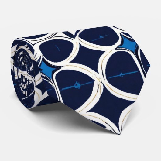 Watercolor Einzigartig Luxus Gold Blue Print Krawatte (Gerollt)