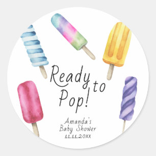 Watercolor-Eis-am-Stiel-Baby-Party Runder Aufkleber