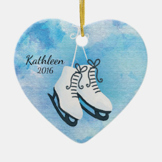Watercolor-Eis-Skate-personalisiertes Weihnachten Keramikornament