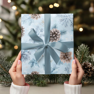 Watercolor Eisblaue Winterkiefer Geschenkpapier