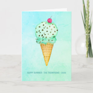 Watercolor Eiskrem Sommergruss Karte