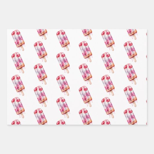 Watercolor-Eisverpackungspapier Geschenkpapier Set (Vorderseite)