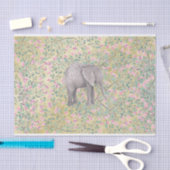 Watercolor-Elefant-Blumen-GoldGlitzer Seidenpapier (Handwerk)