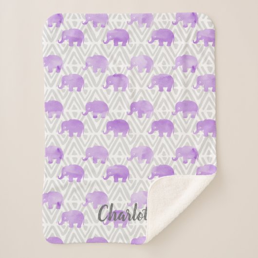 Watercolor-Elefant Shibori ursprüngliches Zickzack Sherpadecke (Vorderseite)