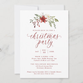 Watercolor Elegant Christmas Dinner Party Einladung