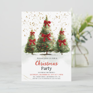 Watercolor Elegant Christmas Tree Christmas Party Einladung