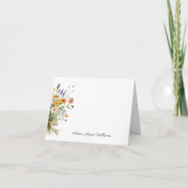 Watercolor Elegant Floral Note Card Dankeskarte