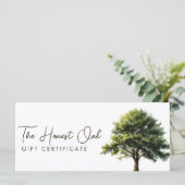 Watercolor Elegant Oak Tree Gift Certificate (Stehend Vorderseite)
