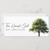 Watercolor Elegant Oak Tree Gift Certificate (Vorderseite)