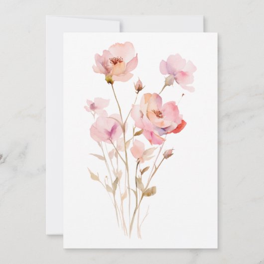 WATERCOLOR ELEGANT PINK BLUME MENU-KARTE EINLADUNG (Rückseite)
