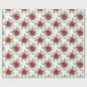 Watercolor Elegant Red Poinsettia Christmas Geschenkpapier (Flach)