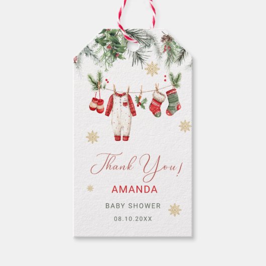 Watercolor Elegant Santa Baby Christmas Baby Sho Geschenkanhänger (Vorderseite)