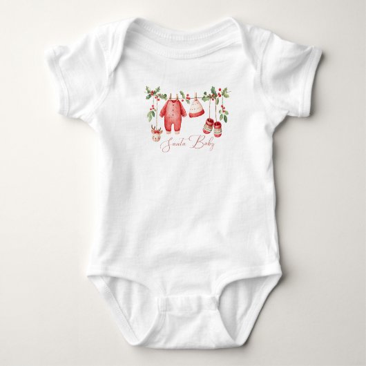 Watercolor Elegant Santa Baby Christmas Baby Showe Baby Strampler (Vorderseite)