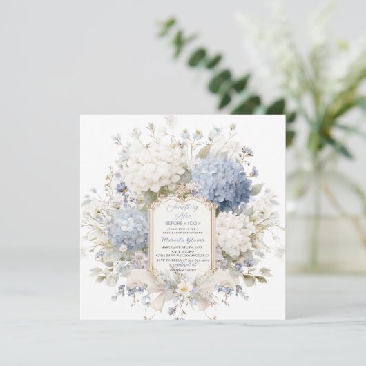 Watercolor Elegant Something Blue Brautparty Einladung (Stehend Vorderseite)