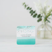 Watercolor-eleganter Glitzer-subtiler SeeConfetti Quadratische Visitenkarte (Stehend Vorderseite)