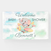 Watercolor Elephant Airplane Baby Shower Banner (Horizontal)