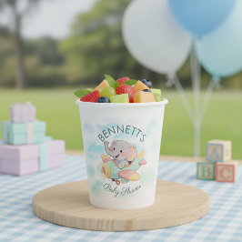 Watercolor Elephant Airplane Baby Shower Cup Pappbecher