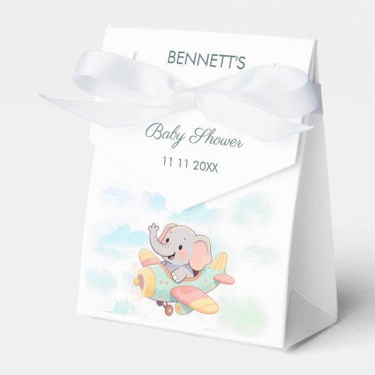 Watercolor Elephant Airplane Baby Shower Favor Box Geschenkschachtel (Vorderseite)