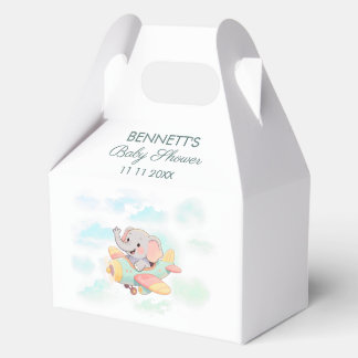 Watercolor Elephant Airplane Baby Shower Favor Box Geschenkschachtel