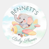 Watercolor Elephant Airplane Baby Shower Sticker (Vorderseite)