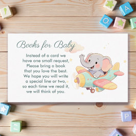 Watercolor Elephant Airplane Books for Baby Card Begleitkarte