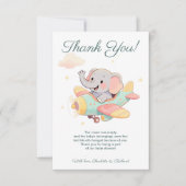 Watercolor Elephant Airplane Thank You Card Dankeskarte (Vorderseite)