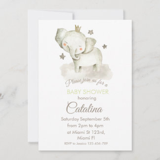 Watercolor Elephant Baby Shower Invitation Einladung